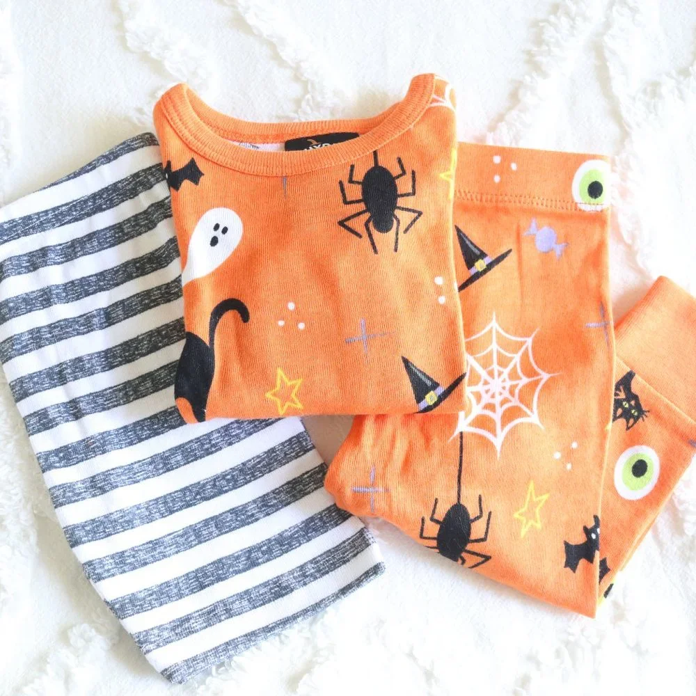 Baby Halloween Trick or Treat Stripe Shorts Matching Family Sleep Set 3pc Bundle